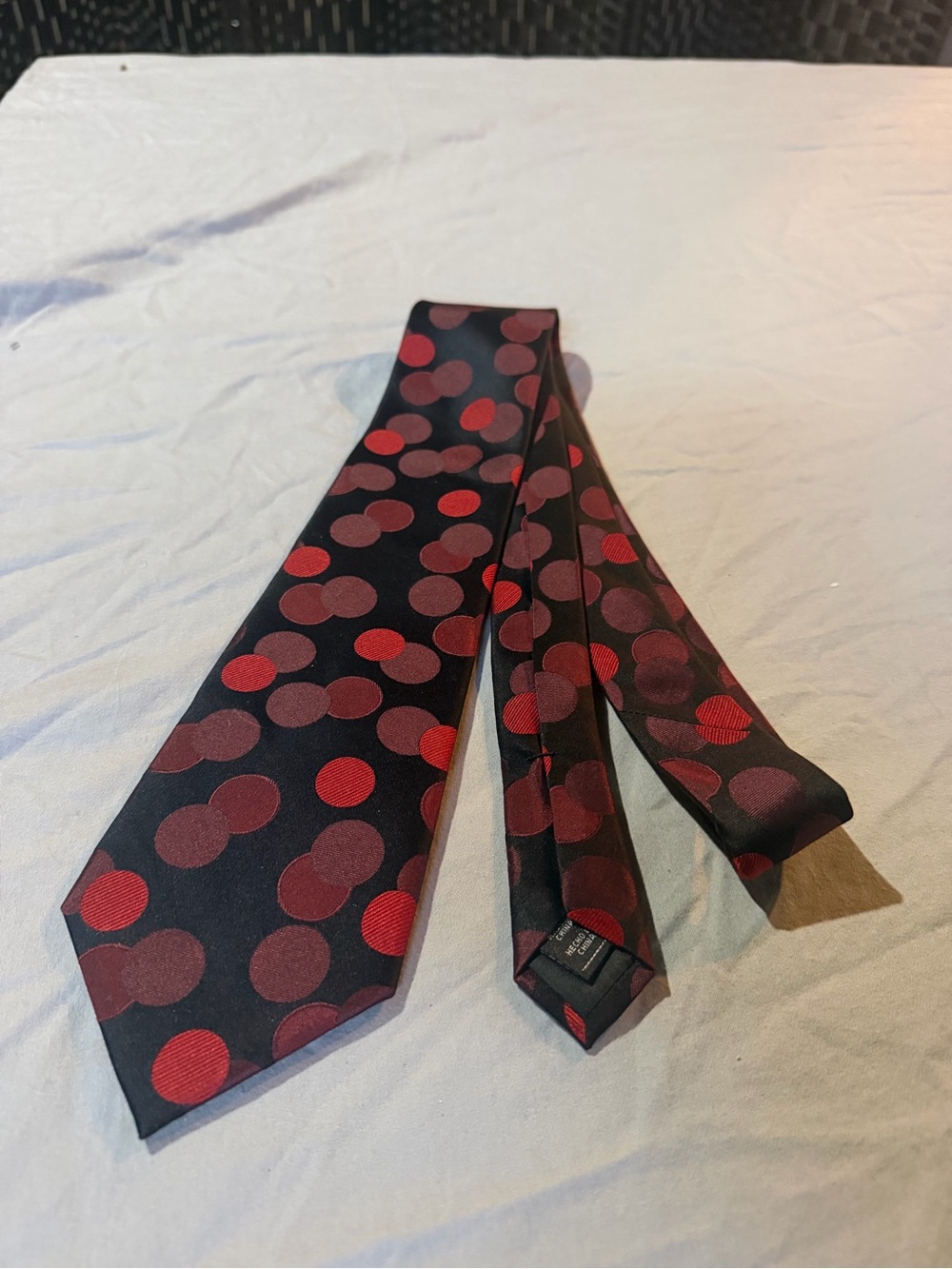 croft & barrow Black Tie with Red and Burgundy Dot Pattern